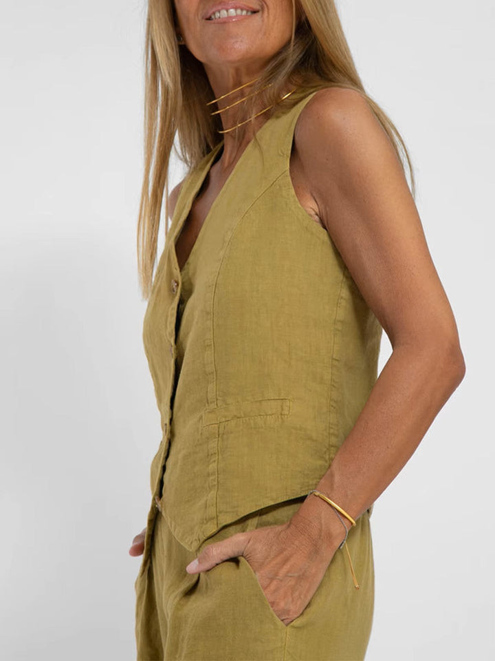 Zweiteiler für Damen - Twin Set mit Weste und Palazzo Hose für Sommer
