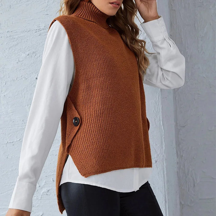 Pullunder für den Herbst - Ärmellose Rollkragenpullover mit Rippenstrick-Textur für Damen