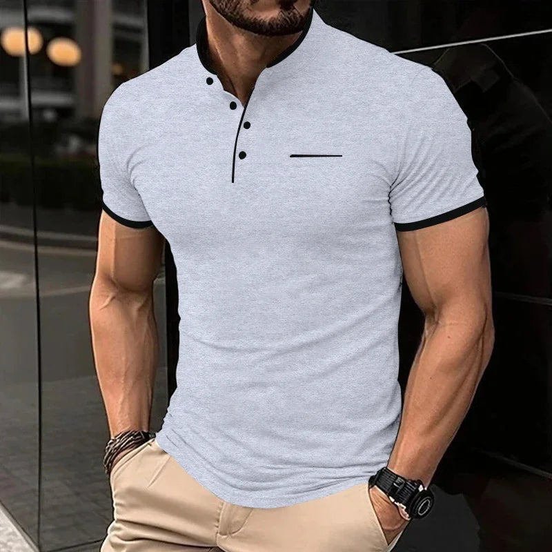 Henley T-shirt für Herren -  Elegantes T-shirt mit Brusttasche für Sommer