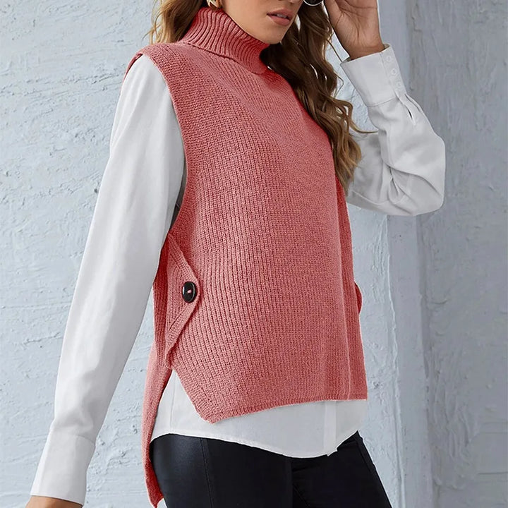 Pullunder für den Herbst - Ärmellose Rollkragenpullover mit Rippenstrick-Textur für Damen