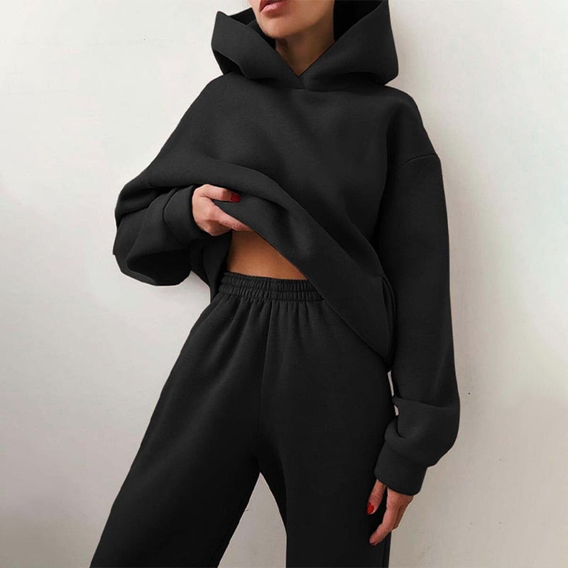 Loscini Loungeweat Set | Zweiteiler-set mit Hoodie und Jogger Für Damen