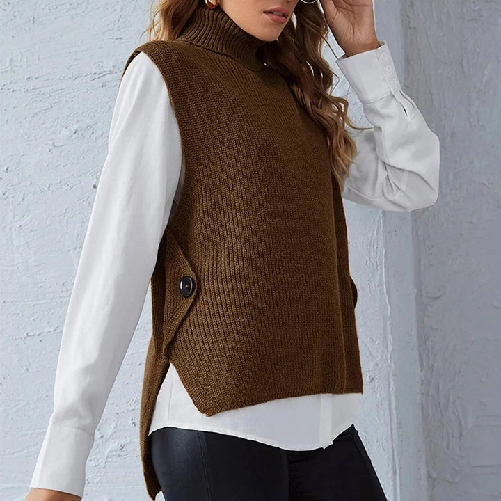 Pullunder für den Herbst - Ärmellose Rollkragenpullover mit Rippenstrick-Textur für Damen