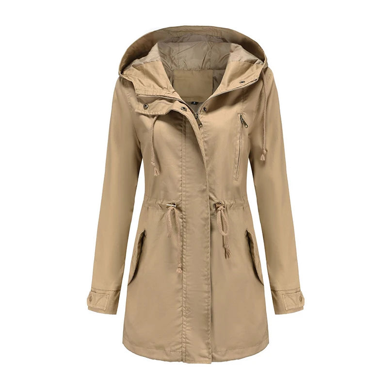 Mila Regenjacke -  Wasserfeste Lange Damen Jacke mit Kapuze