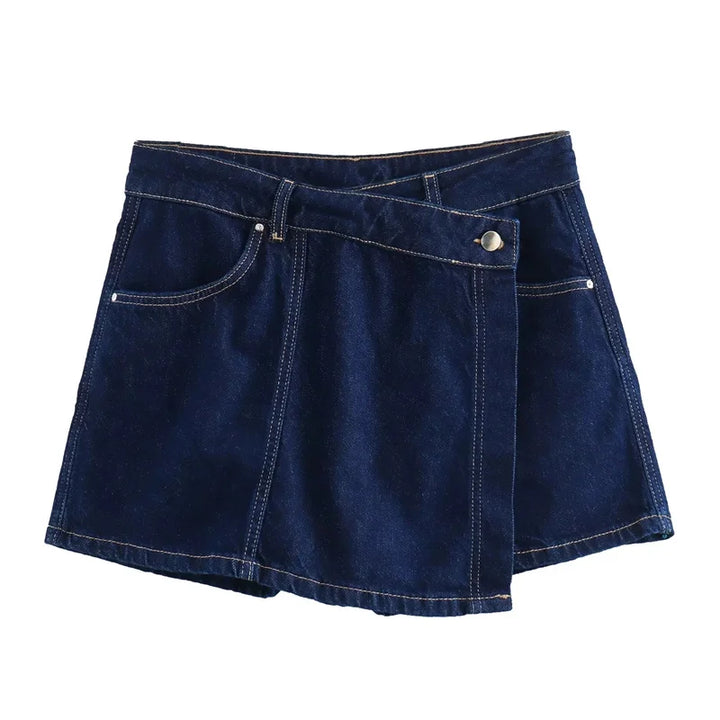 Jeans Zweiteiler Set - Crop Jeanshemd mit Jeansrock