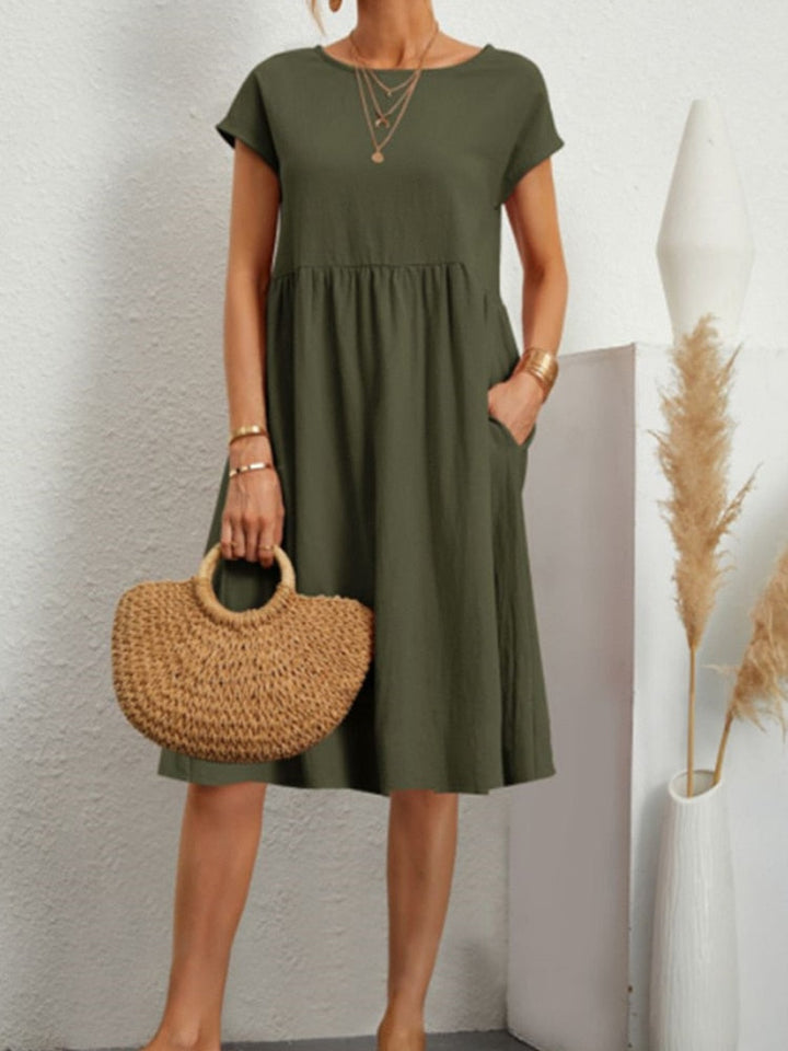 Toscana Casual Kleid - Modisch mittellanges Kleid für Frauen