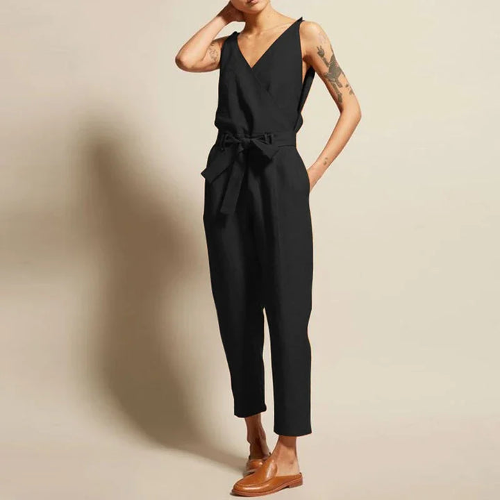 Jumpsuit - Luftige Overall mit Wickeloptik und Gürtel