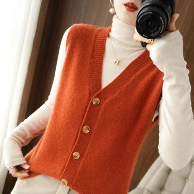 Strickweste für den Herbst - Vintage ärmellose Strickweste für Damen
