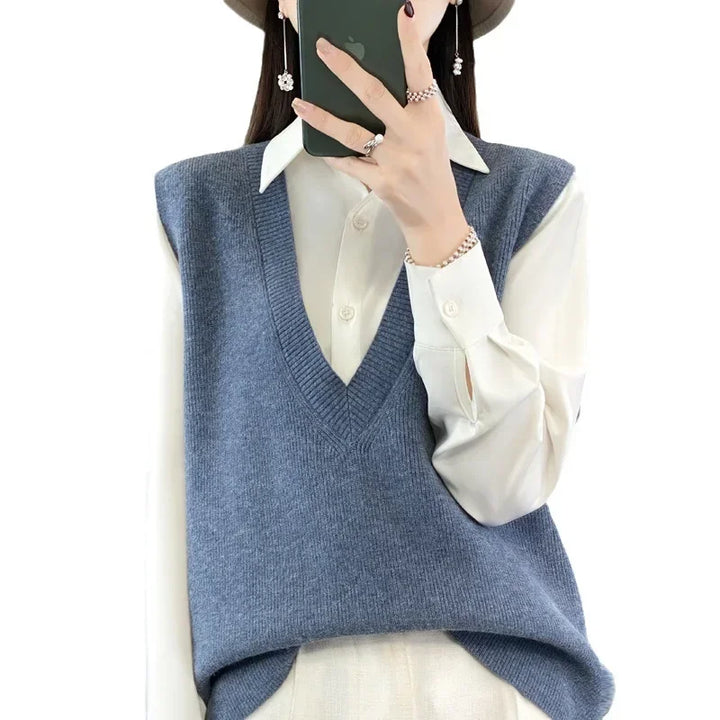 Pullunder für den Herbst - Elegante Strickpullover mit tiefem V-Ausschnitt für Damen