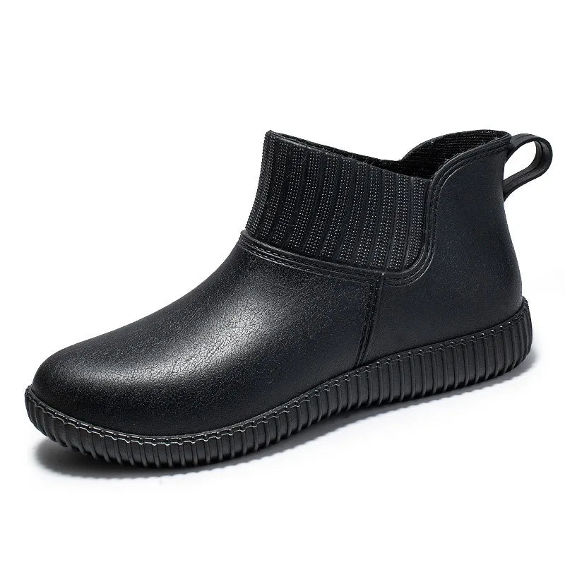 Regenstiefel für den Herbst - Wasserdichte Bequeme Ankle Gummistiefel mit Strick-Bund für Damen