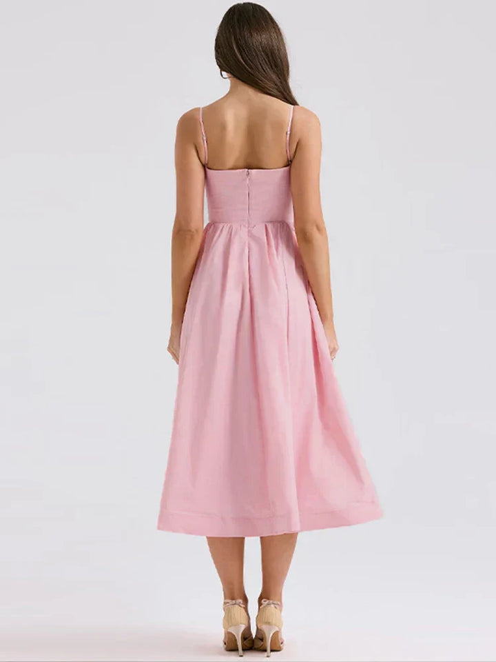 Olivia Sommerkleid | Elegantes Hochzeitsgast Kleid mit Spaghettiträgern