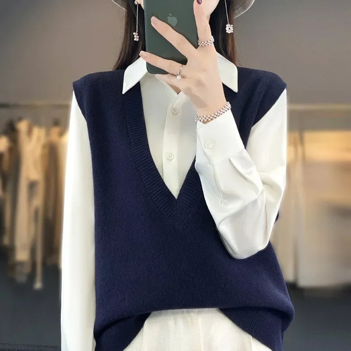 Pullunder für den Herbst - Elegante Strickpullover mit tiefem V-Ausschnitt für Damen