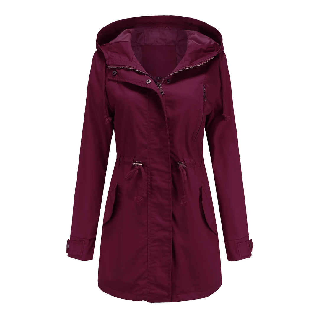 Mila Regenjacke -  Wasserfeste Lange Damen Jacke mit Kapuze