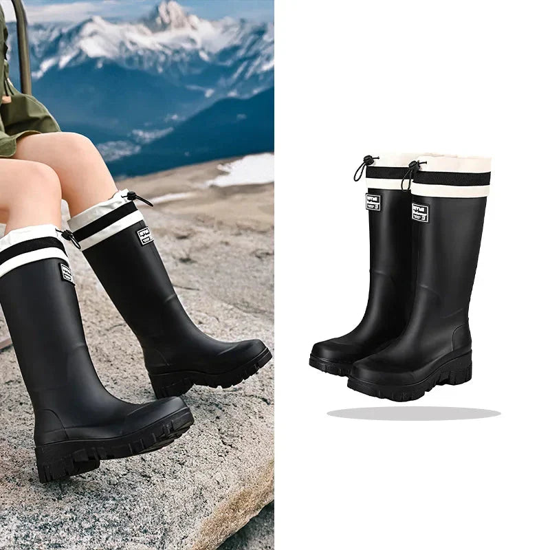 Regenstiefel für den Herbst - Retro Wasserdichte Gummistiefel mit rutschfester Sohle für Damen