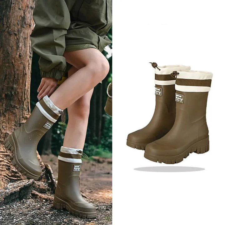 Regenstiefel für den Herbst - Retro Wasserdichte Gummistiefel mit rutschfester Sohle für Damen