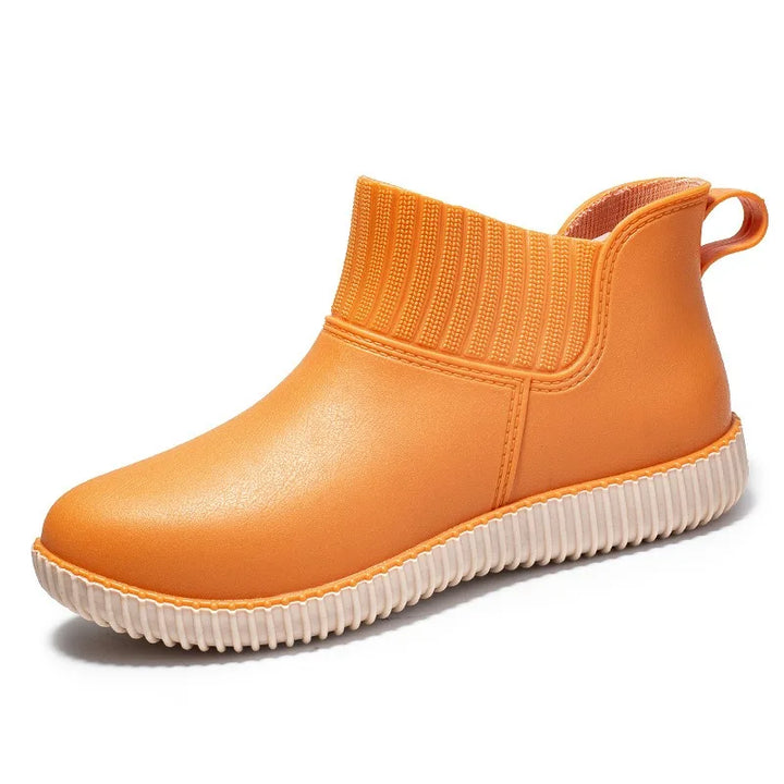 Regenstiefel für den Herbst - Wasserdichte Bequeme Ankle Gummistiefel mit Strick-Bund für Damen