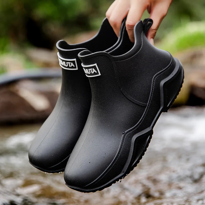 Regenstiefel für den Herbst - Wasserdichte Halbhohe Gummistiefel mit rutschfester Sohle für Damen