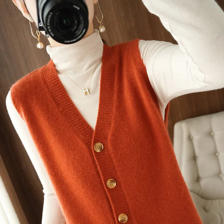 Strickweste für den Herbst - Vintage ärmellose Strickweste für Damen
