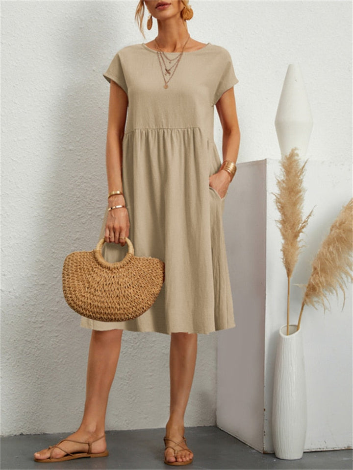 Toscana Casual Kleid - Modisch mittellanges Kleid für Frauen