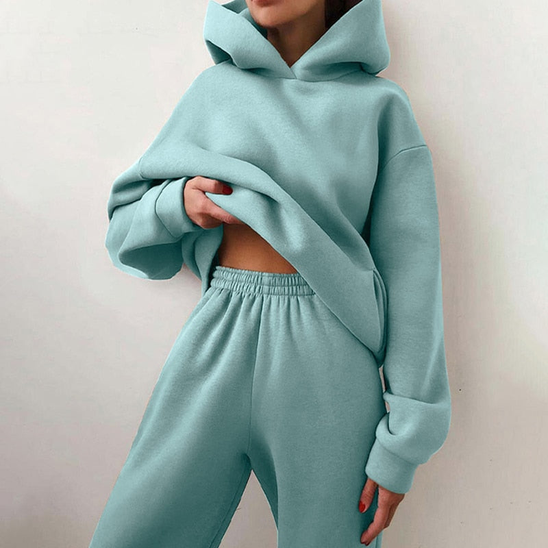 Loscini Loungeweat Set | Zweiteiler-set mit Hoodie und Jogger Für Damen