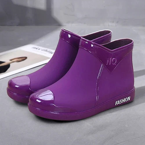 Regenstiefel für den Herbst - Wasserdichte Ankle Gummistiefel mit Reißverschluss für Damen