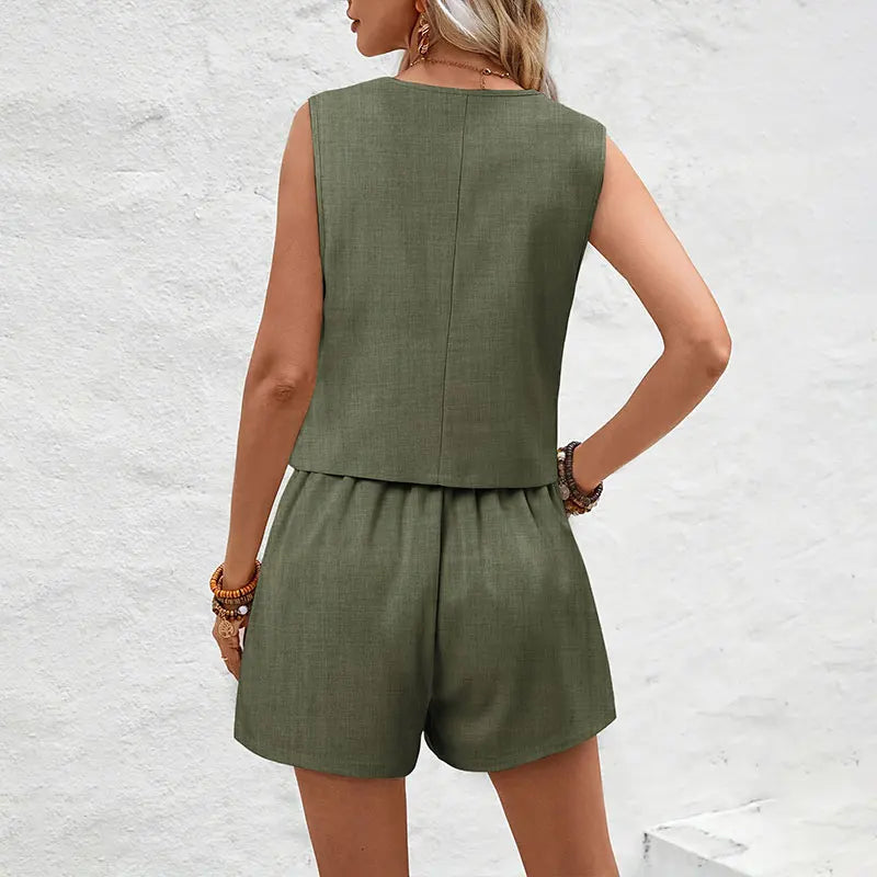 Zweiteiler für Damen - Eleganter Westen-Anzug mit Shorts