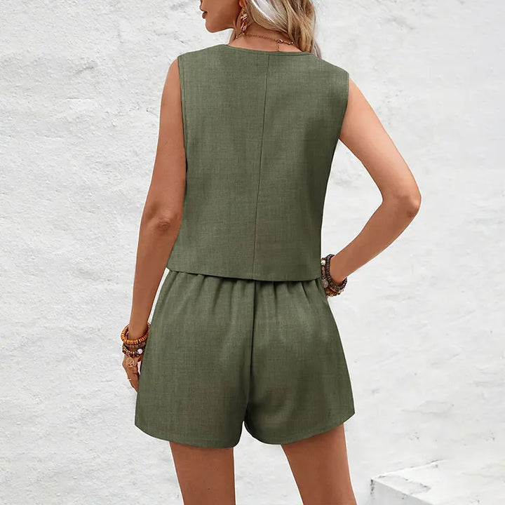 Zweiteiler für Damen - Eleganter Westen-Anzug mit Shorts