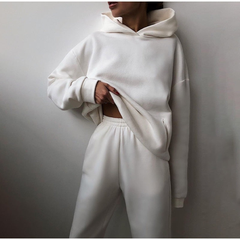 Loscini Loungeweat Set | Zweiteiler-set mit Hoodie und Jogger Für Damen