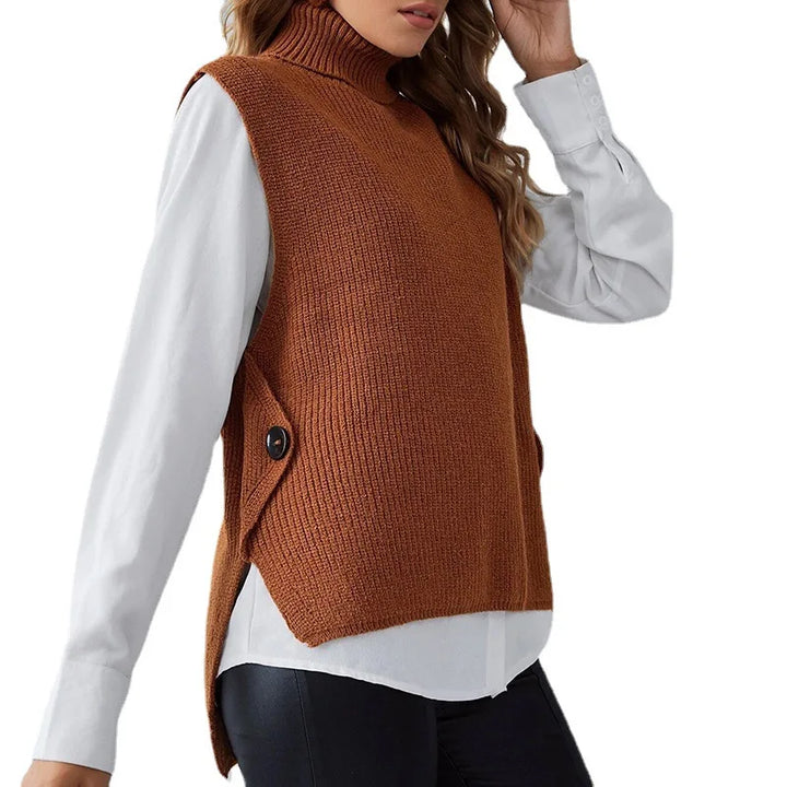 Pullunder für den Herbst - Ärmellose Rollkragenpullover mit Rippenstrick-Textur für Damen