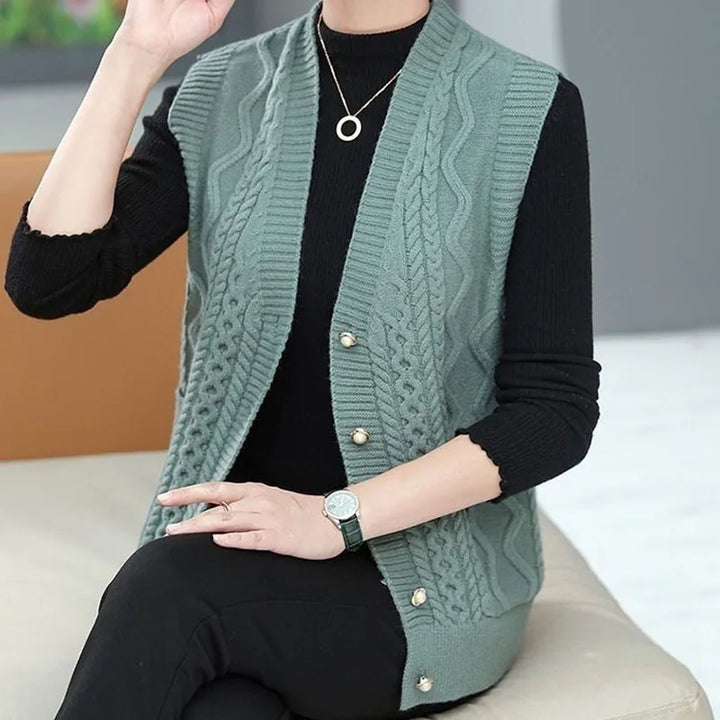 Strickweste für den Herbst - Ärmellose Strickweste mit V-Ausschnitt für Damen
