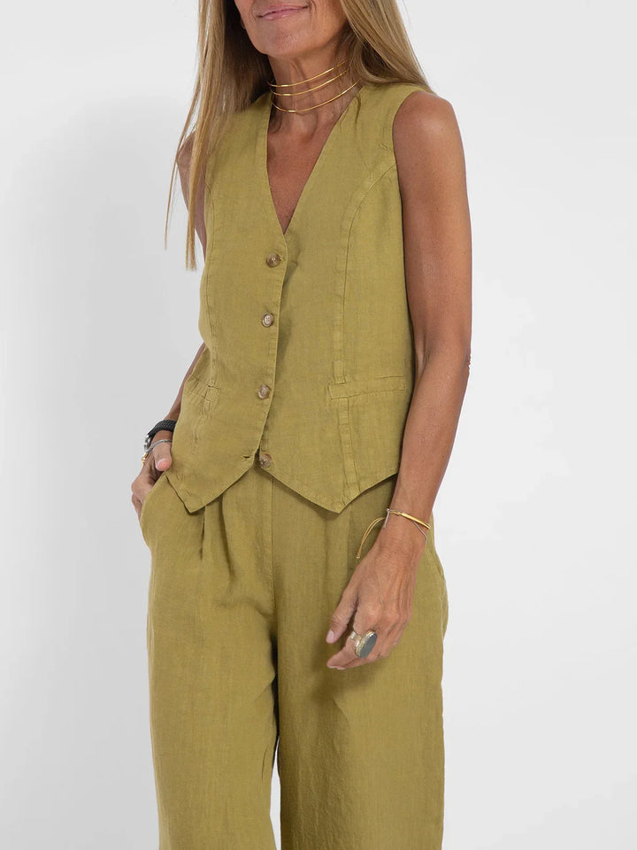 Zweiteiler für Damen - Twin Set mit Weste und Palazzo Hose für Sommer
