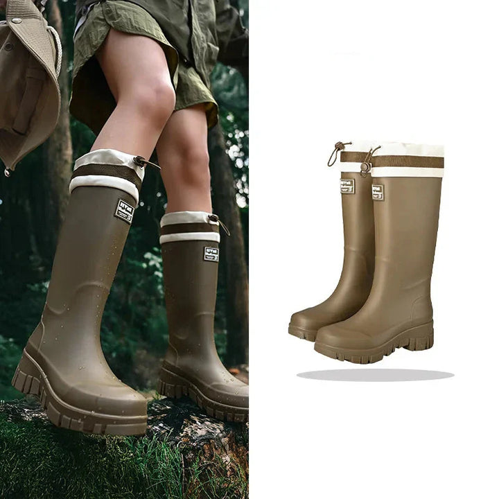 Regenstiefel für den Herbst - Retro Wasserdichte Gummistiefel mit rutschfester Sohle für Damen
