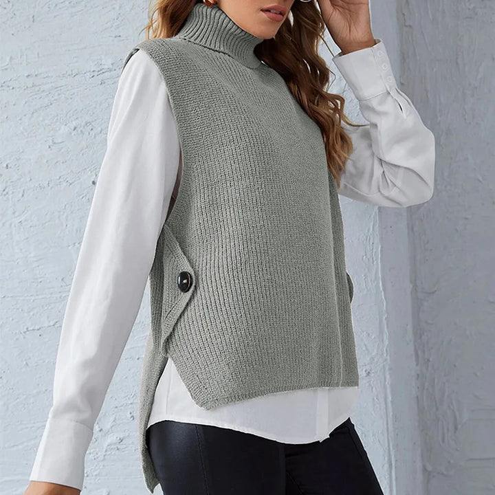 Pullunder für den Herbst - Ärmellose Rollkragenpullover mit Rippenstrick-Textur für Damen