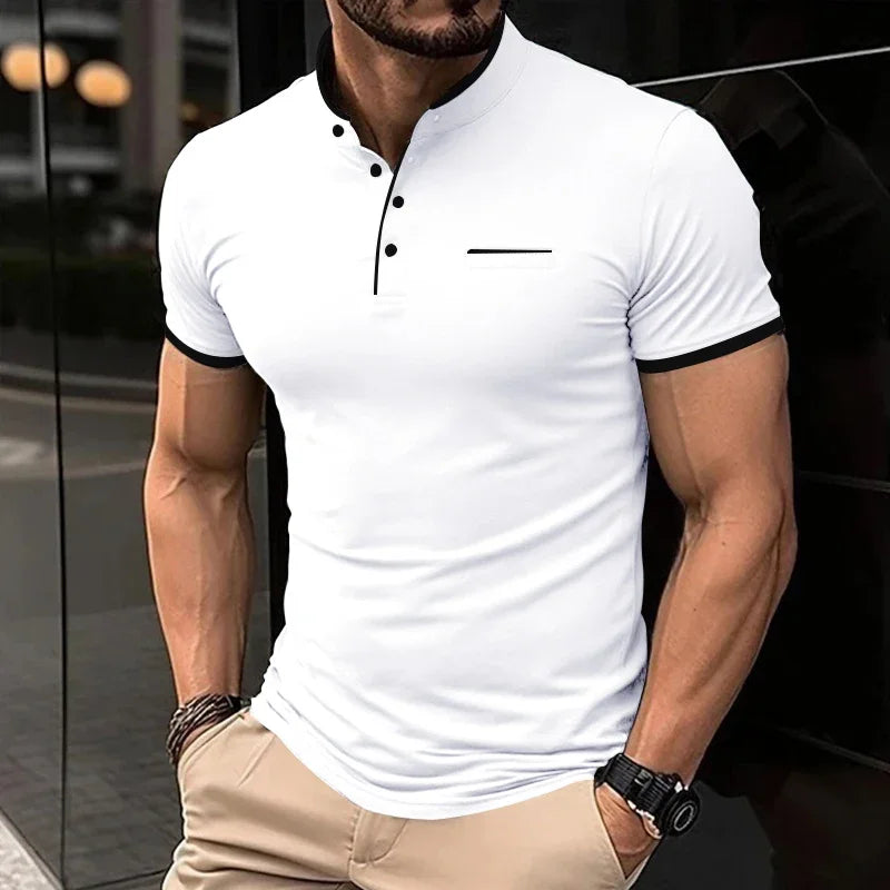 Henley T-shirt für Herren -  Elegantes T-shirt mit Brusttasche für Sommer