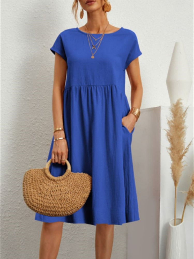 Toscana Casual Kleid - Modisch mittellanges Kleid für Frauen