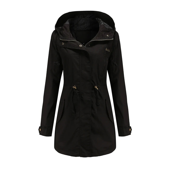 Mila Regenjacke -  Wasserfeste Lange Damen Jacke mit Kapuze