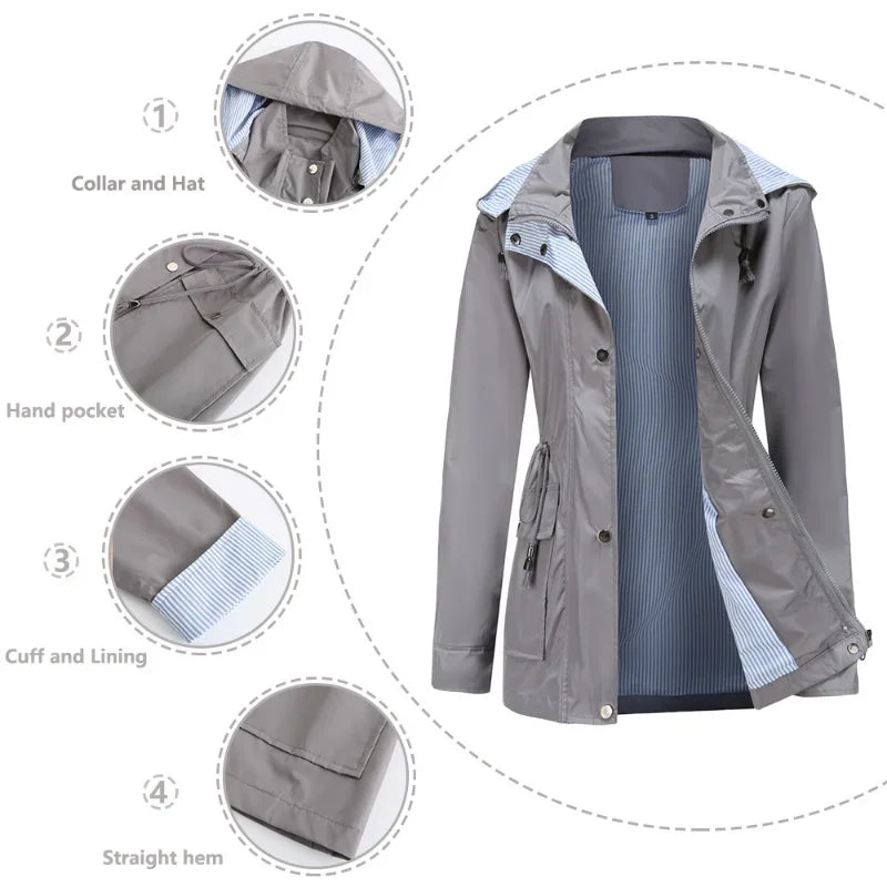 North Regenjacke | Leichte Damen Jacke mit Kapuze Windbreaker