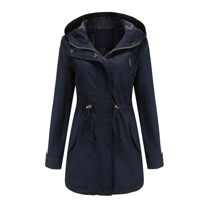 Mila Regenjacke -  Wasserfeste Lange Damen Jacke mit Kapuze