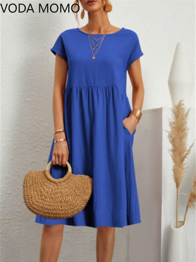 Toscana Casual Kleid - Modisch mittellanges Kleid für Frauen