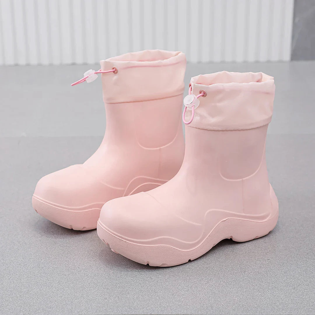 Regenstiefel für den Herbst - Wasserdichte Ankle Gummistiefel mit Strick-Design und rutschfester Sohle für Damen