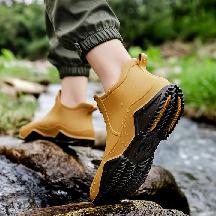 Regenstiefel für den Herbst - Wasserdichte Halbhohe Gummistiefel mit rutschfester Sohle für Damen