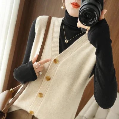 Strickweste für den Herbst - Vintage ärmellose Strickweste für Damen