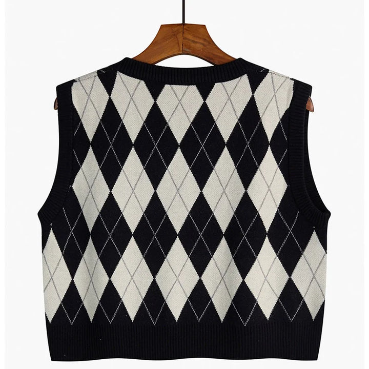 Pullunder für den Herbst - Vintage Kürze Strickpullover mit V-Ausschnitt für Damen