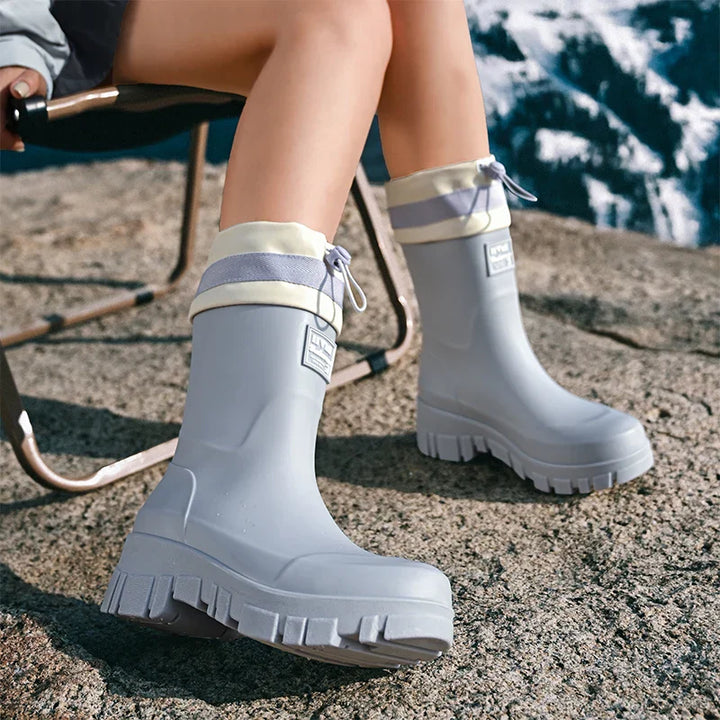 Regenstiefel für den Herbst - Retro Wasserdichte Gummistiefel mit rutschfester Sohle für Damen