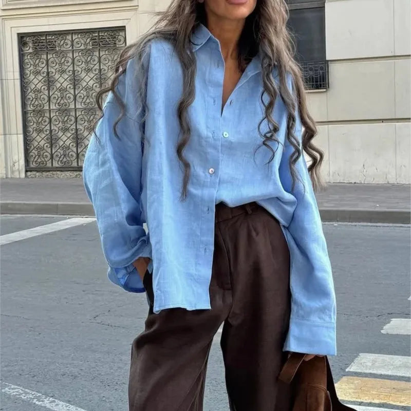 Oversized Bluse - Elegante Lockere Langarmbluse