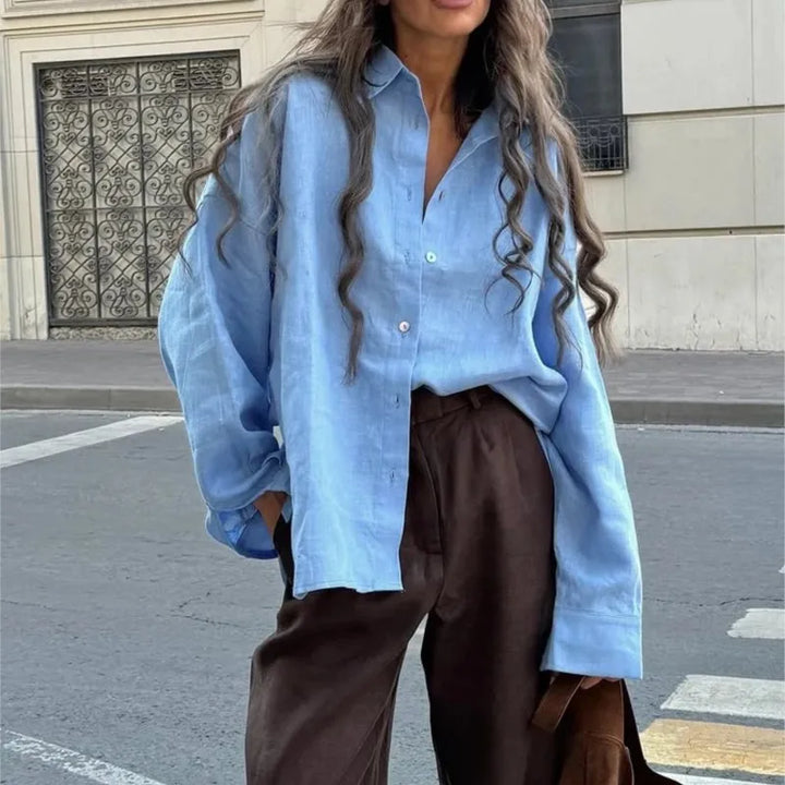 Oversized Bluse - Elegante Lockere Langarmbluse