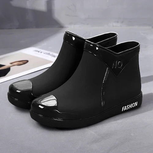 Regenstiefel für den Herbst - Wasserdichte Ankle Gummistiefel mit Reißverschluss für Damen