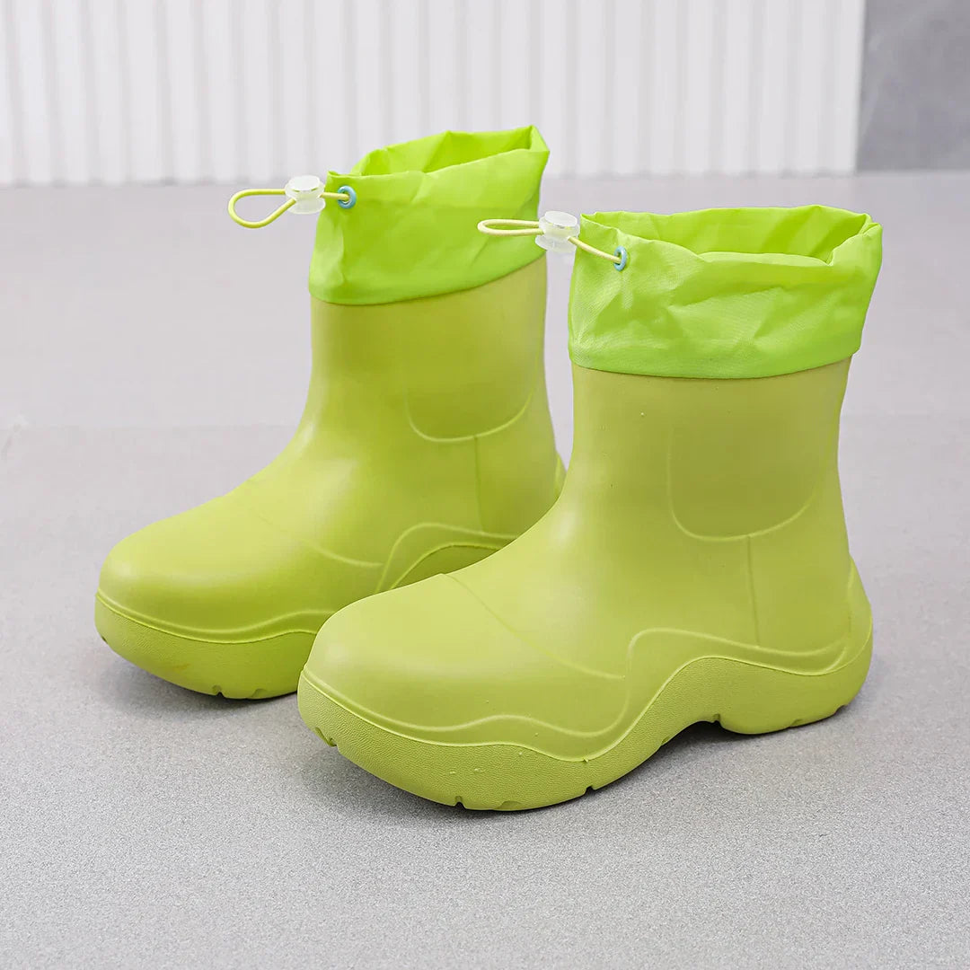 Regenstiefel für den Herbst - Wasserdichte Ankle Gummistiefel mit Strick-Design und rutschfester Sohle für Damen