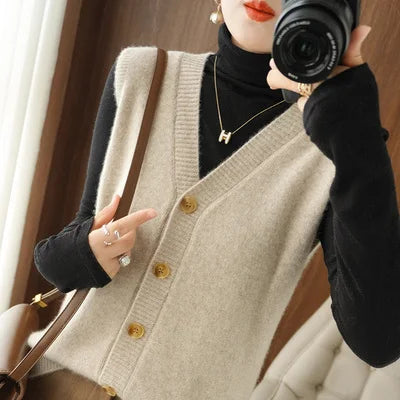 Strickweste für den Herbst - Vintage ärmellose Strickweste für Damen