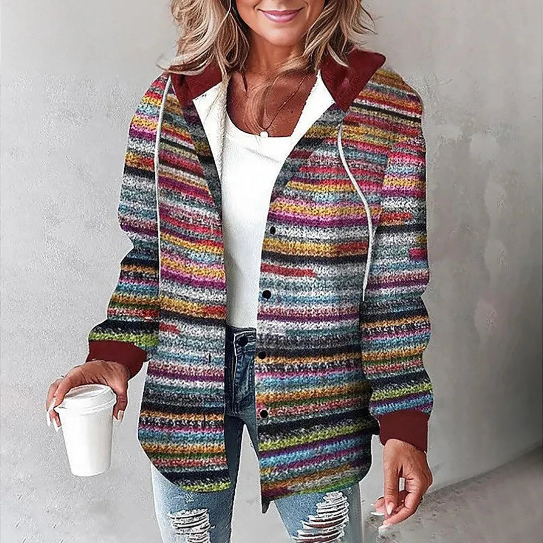 Flanellhemd für Herbst & Winter - Karierte Bluse mit Kapuze und Brusttaschen für Damen