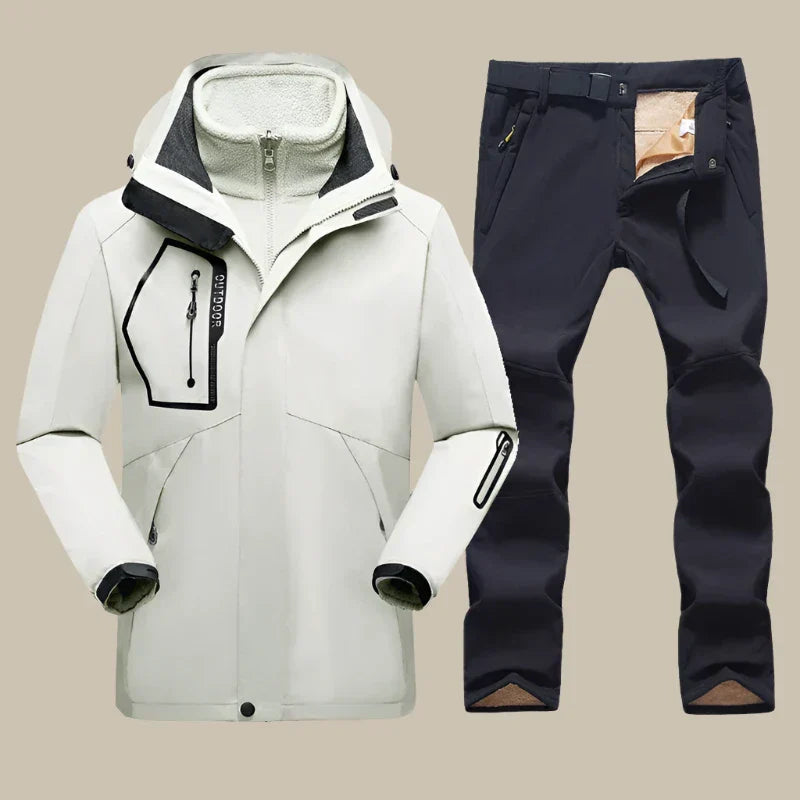 SnowPro Zweiteiliger Skianzug | Wasserdichte Parka-Winterjacke mit Wintersporthose für Herren